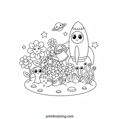 Rocket's Silly Space Garden Adventure - free printable coloring page