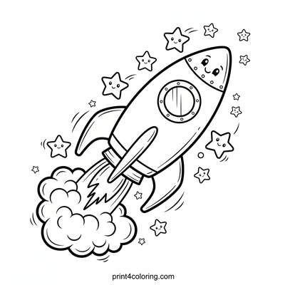 Blast Off! Rocket Adventure - free printable coloring page