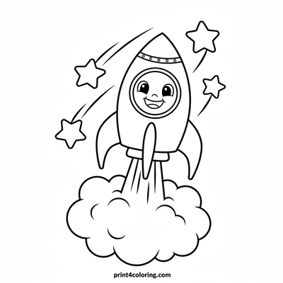 Blast Off! Rocket to the Stars - free printable coloring page
