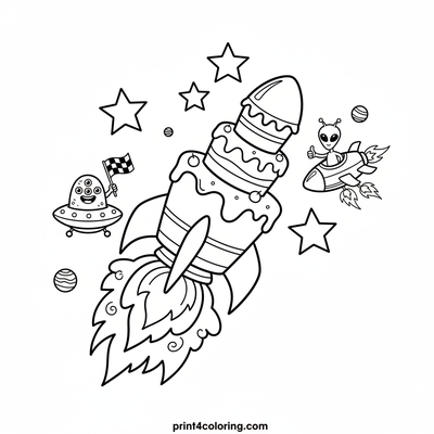 Cosmic Cake Race Extravaganza! - free printable coloring page