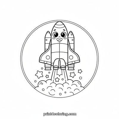 Cozy Space Shuttle Launch - free printable coloring page
