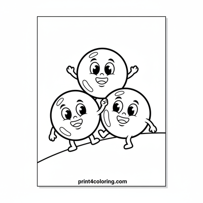 Happy Rolling Grape Trio - free printable coloring page