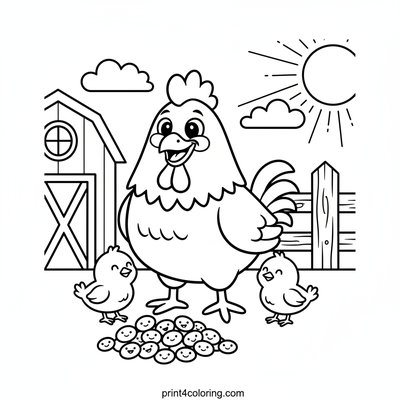 Sunny Rooster's Seed Sharing - free printable coloring page