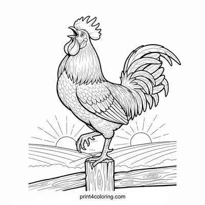 The Rooster's Golden Morning Call - free printable coloring page