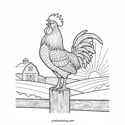 The Grand Rooster's Morning Song - free printable coloring page