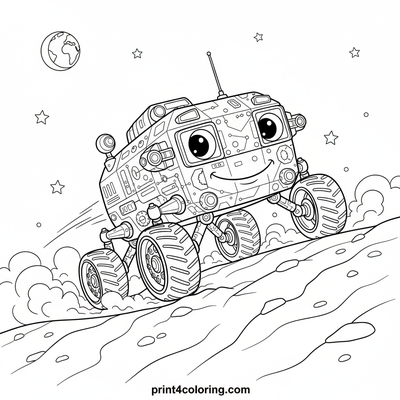 Lunar Rover's Grand Ascent - free printable coloring page