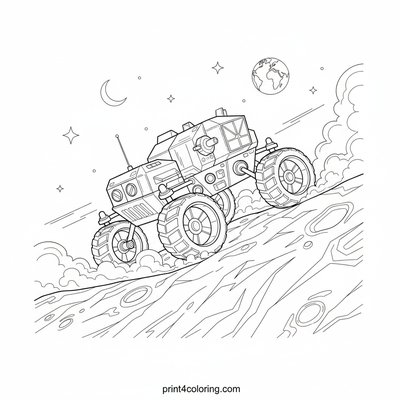 Lunar Rover's Epic Crater Ascent - free printable coloring page