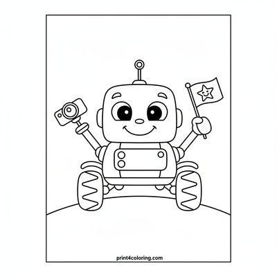 Lunar Rover's Flag Mission - free printable coloring page
