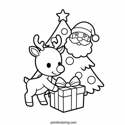 Rudolph's Christmas Present Delivery - free printable coloring page