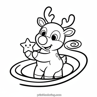 Rudolph's Magical Star Rescue - free printable coloring page