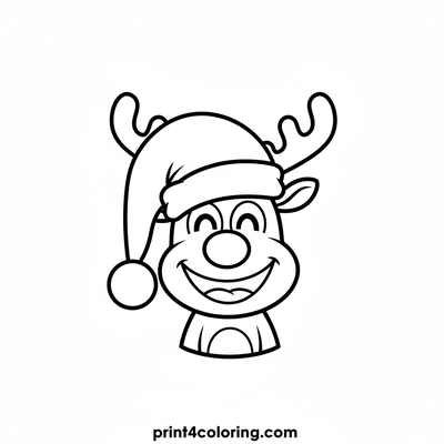Rudolph's Silly Hat Adventure - free printable coloring page