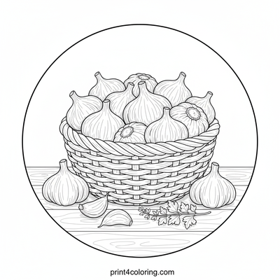 Rustic Garlic Bounty - free printable coloring page