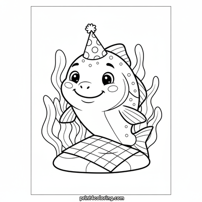 Salmon's Silly Underwater Picnic - free printable coloring page