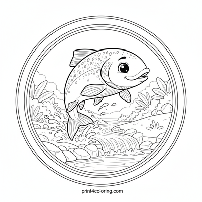 Salmon's Epic Upstream Leap - free printable coloring page