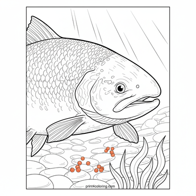 Riverbed Salmon Haven - free printable coloring page