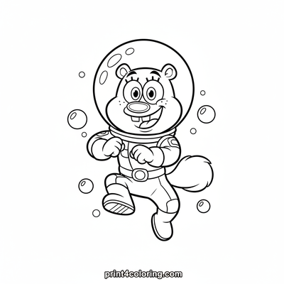 Sandy's Stellar Karate Kick - free printable coloring page