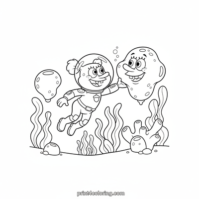 Sandy's Whimsical Undersea Garden Adventure - free printable coloring page