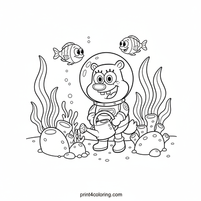 Sandy's Whimsical Undersea Garden Adventure - free printable coloring page