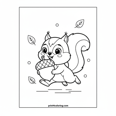 Sandy's Sweet Acorn Snack - free printable coloring page