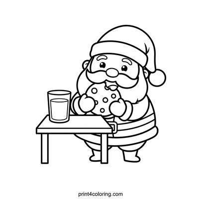 Jolly Santa's Cookie Time - free printable coloring page