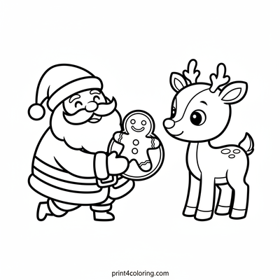 Santa's Cookie Sharing Adventure - free printable coloring page