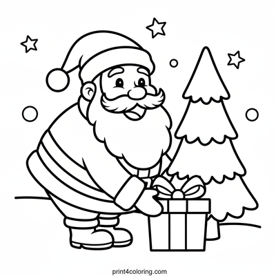 Santa's Christmas Surprise - free printable coloring page