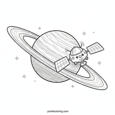 Saturn's Grand Orbit: A Cosmic Canvas - free printable coloring page