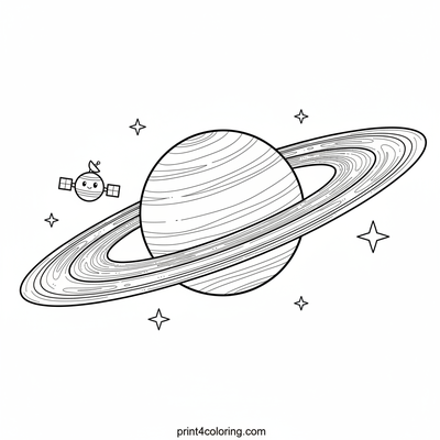 Saturn's Cosmic Jewel - free printable coloring page