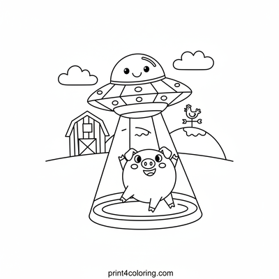 Silly Saucer's Farm Friend Lift-Off - free printable coloring page