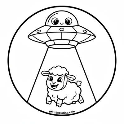Saucer's Silly Farm Animal Adventure - free printable coloring page