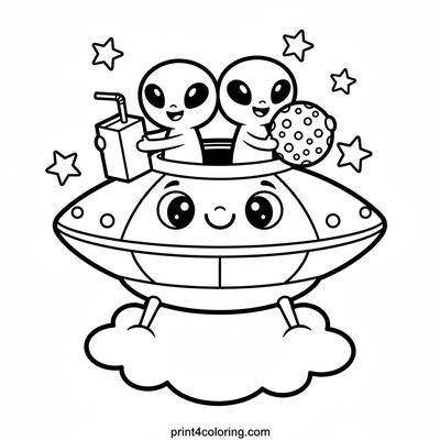 Saucer's Stellar Space Picnic - free printable coloring page