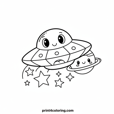 Starry Trail Saucer Adventure - free printable coloring page