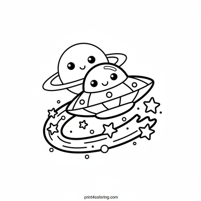 Cosmic Cruiser's Starry Journey - free printable coloring page