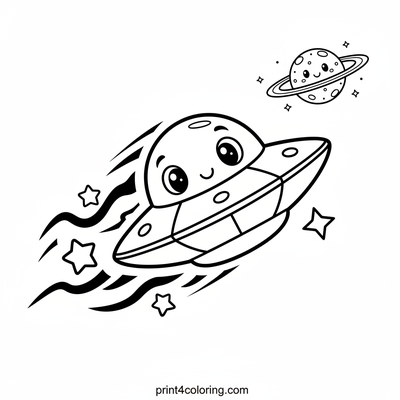 Cosmic Saucer Star Zoom! - free printable coloring page