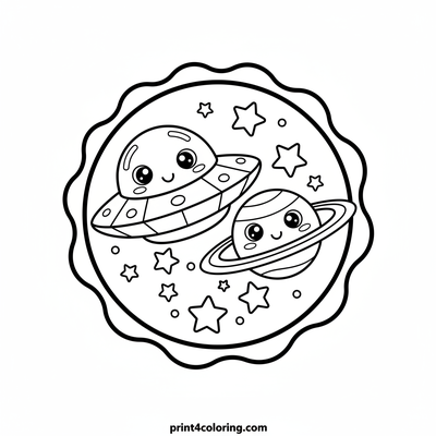 Cozy Saucer's Starry Zoom Adventure - free printable coloring page