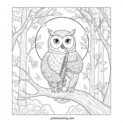 Moonlit Melody: Owl's Saxophone Serenade