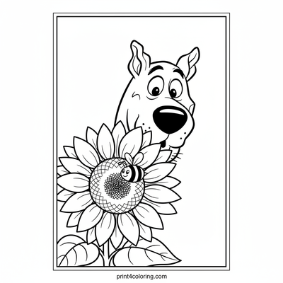 Scooby's Sunflower Surprise - free printable coloring page