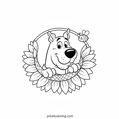 Scooby's Giant Flower Surprise - free printable coloring page