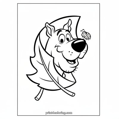 Scooby's Autumn Leaf Peek-a-Boo - free printable coloring page