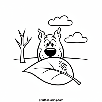 Scooby's Leafy Peek-a-Boo - free printable coloring page