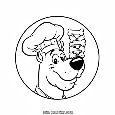 Scooby's Wobbly Snack Stack - free printable coloring page