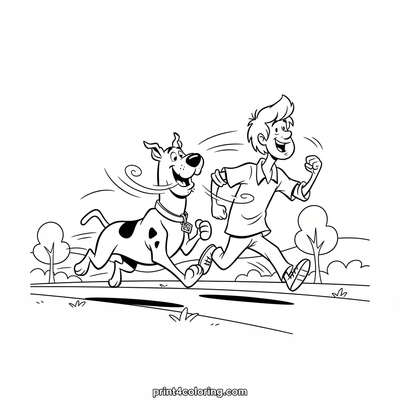 Scooby and Shaggy's Speedy Snack Chase - free printable coloring page