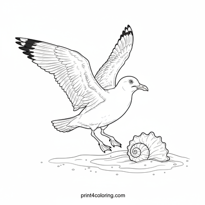 The Seagull's Secret Seashell - free printable coloring page