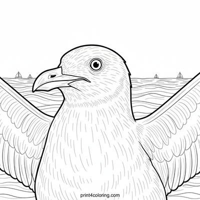 Majestic Seagull's Ocean Flight - free printable coloring page