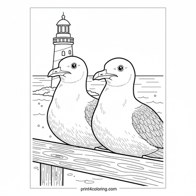 Lighthouse Guardians: Detailed Seagulls - free printable coloring page