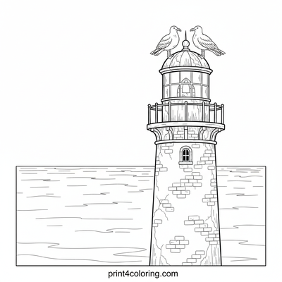 Seagull Lookout Lighthouse - free printable coloring page