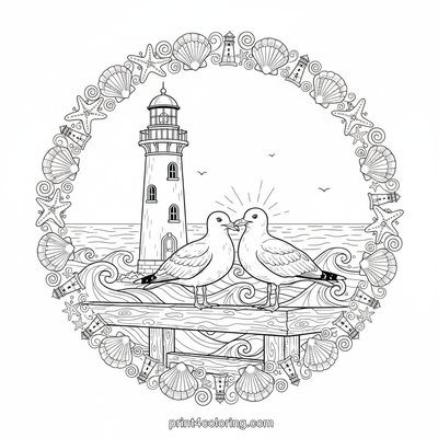 Seagulls coloring pages preview