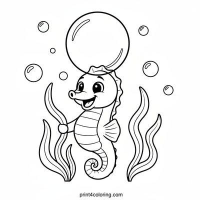 Giggling Seahorse's Bubble Hat - free printable coloring page
