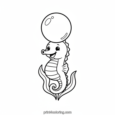 Giggling Seahorse's Bubble Hat Adventure - free printable coloring page