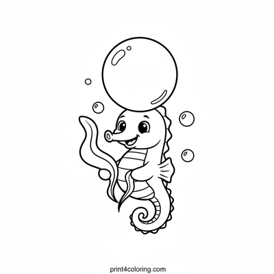 Seahorse's Giggle Bubble Hat - free printable coloring page